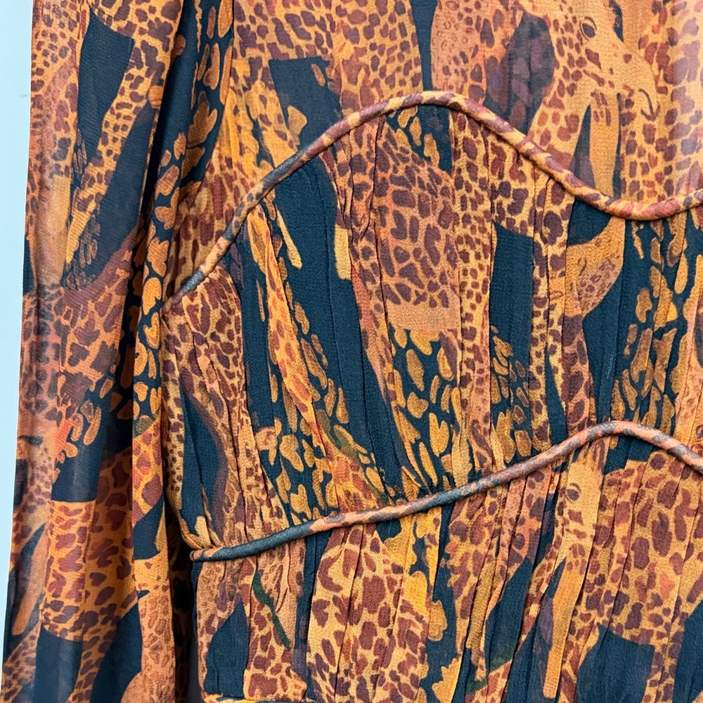 Farm Rio Black Giraffes Puff Sleeve Maxi Dress xs NEW - Picture 9 of 12
